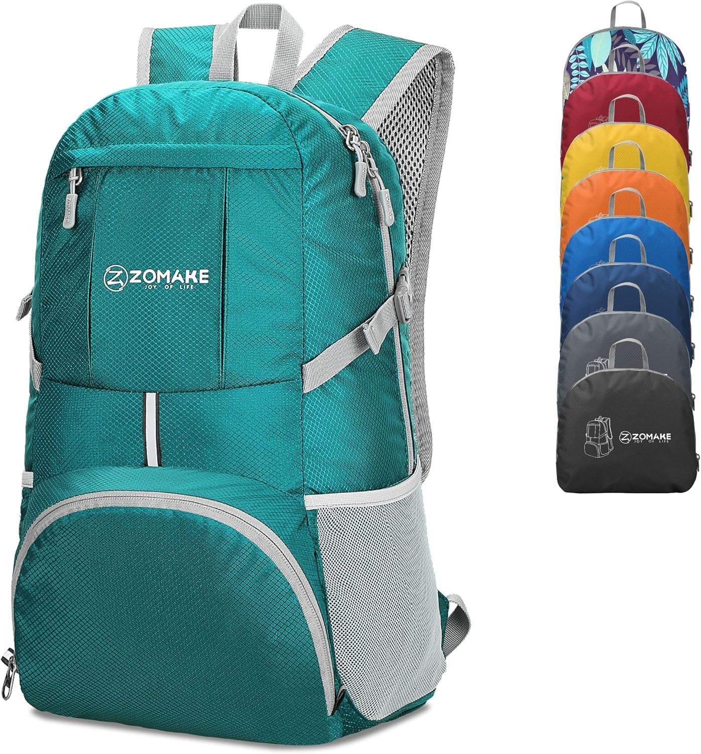 ZOMAKE Lightweight Packable Backpack 35L, Light Foldable Backpacks Water Resistant Collapsible Hiking Bag, Compact Folding Day Pack for Travel Camping(Orange)