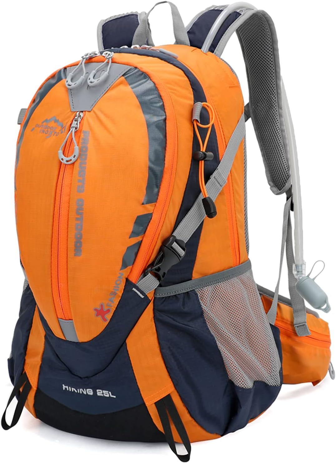 INOXTO Small Hiking Backpack with 2L Water Bladder and Rain Cover, 25L Hydration Daypack for Travel, Cycling, Camping, Outdoor