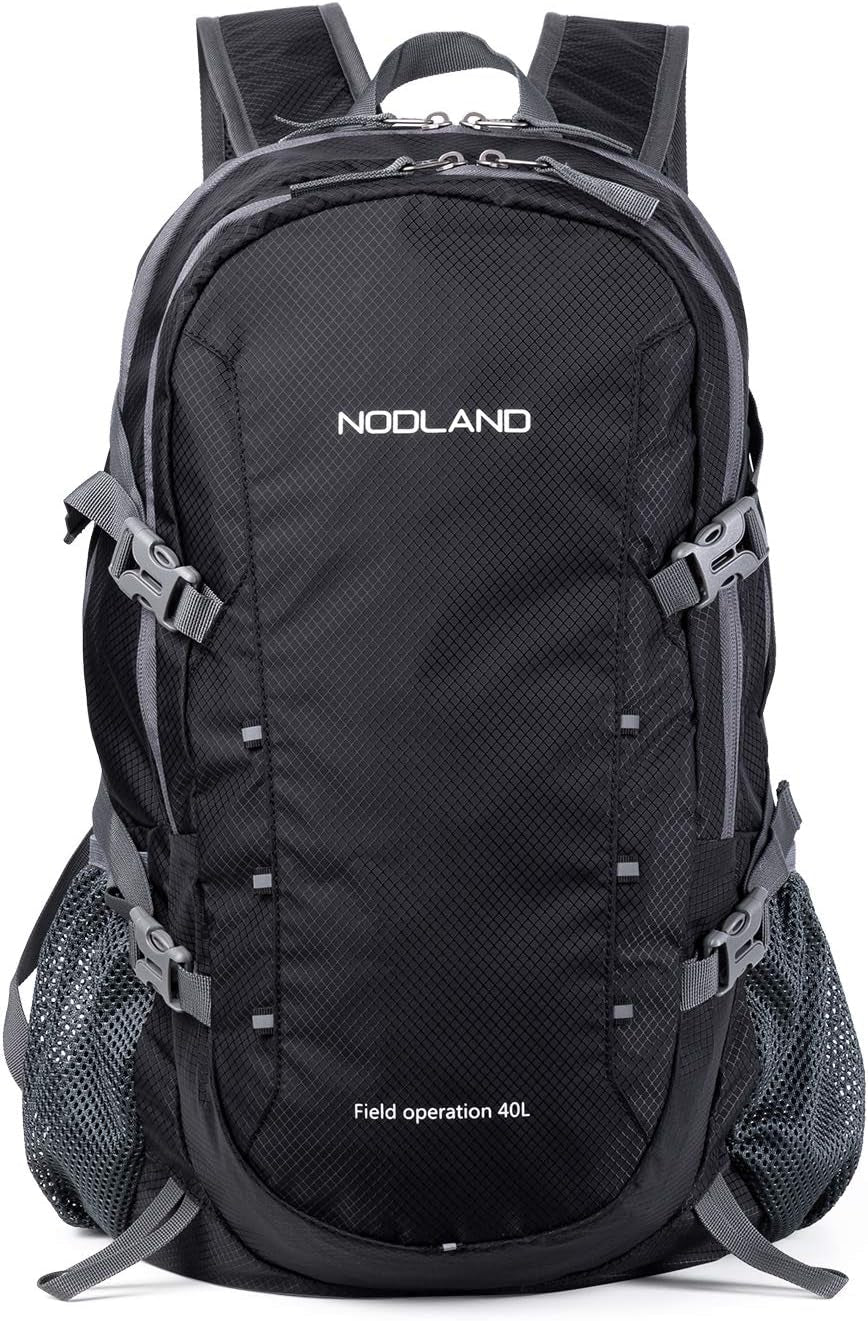 NODLAND Light Weight Packable Backpack for Travel Hiking 45L Foldable Water-Resistant Daypack Hydration Rucksack