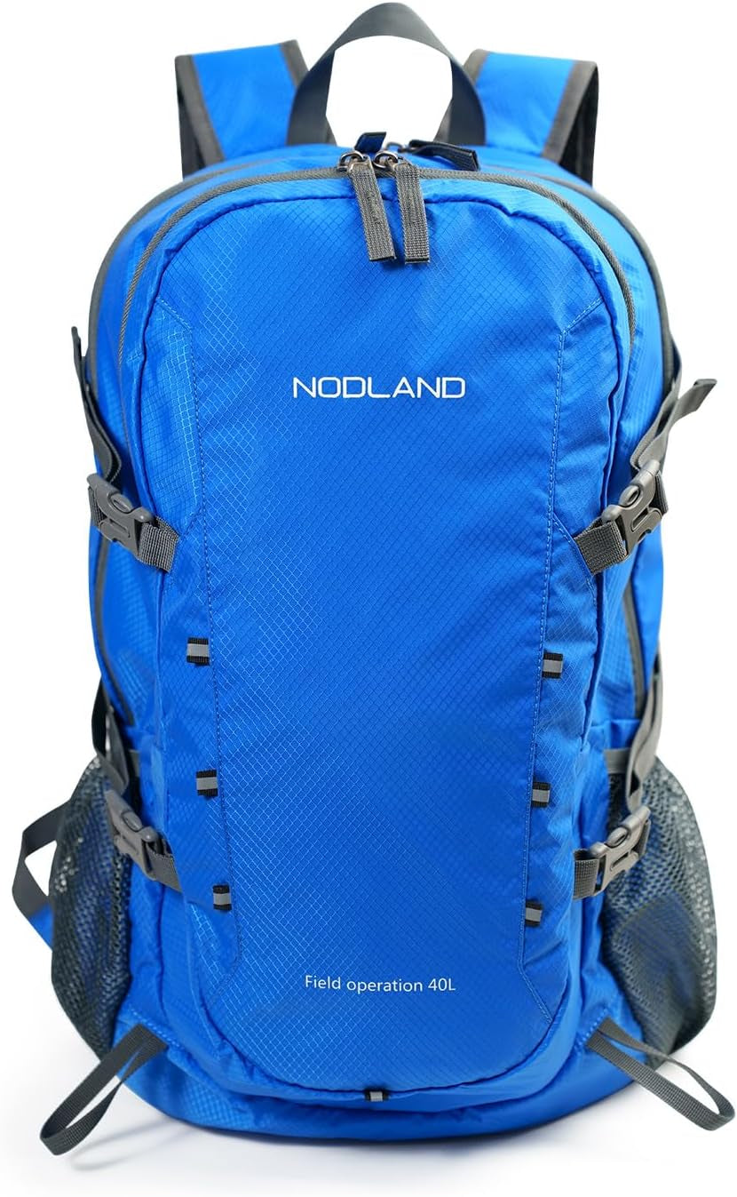NODLAND Light Weight Packable Backpack for Travel Hiking 45L Foldable Water-Resistant Daypack Hydration Rucksack