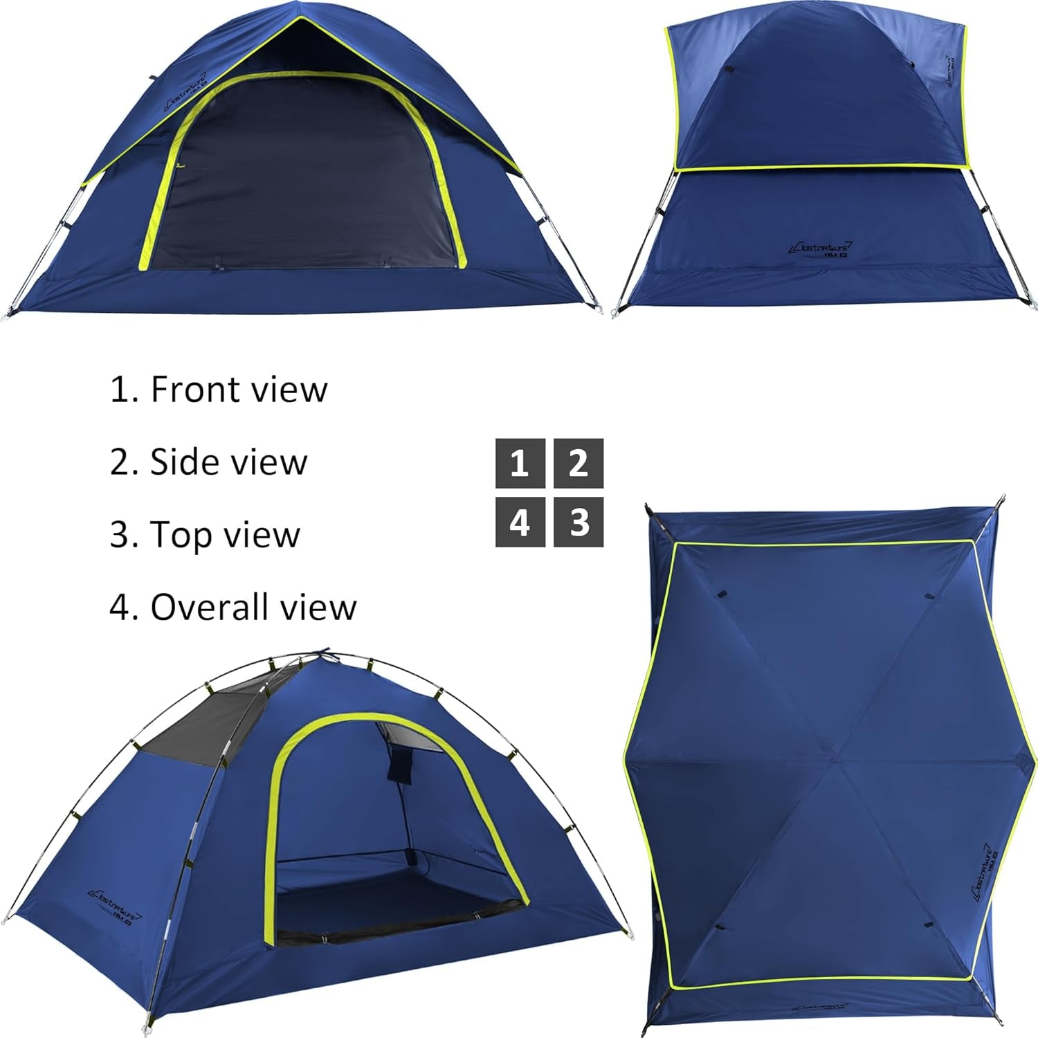 Vela Camping Tent for 2 Person, 4 Person, 6 Person - Waterproof Two Person Tents for Camping, Small Easy up Tent for Family, Outdoor, Kids, Scouts in All Weather and All Season by Clostnature