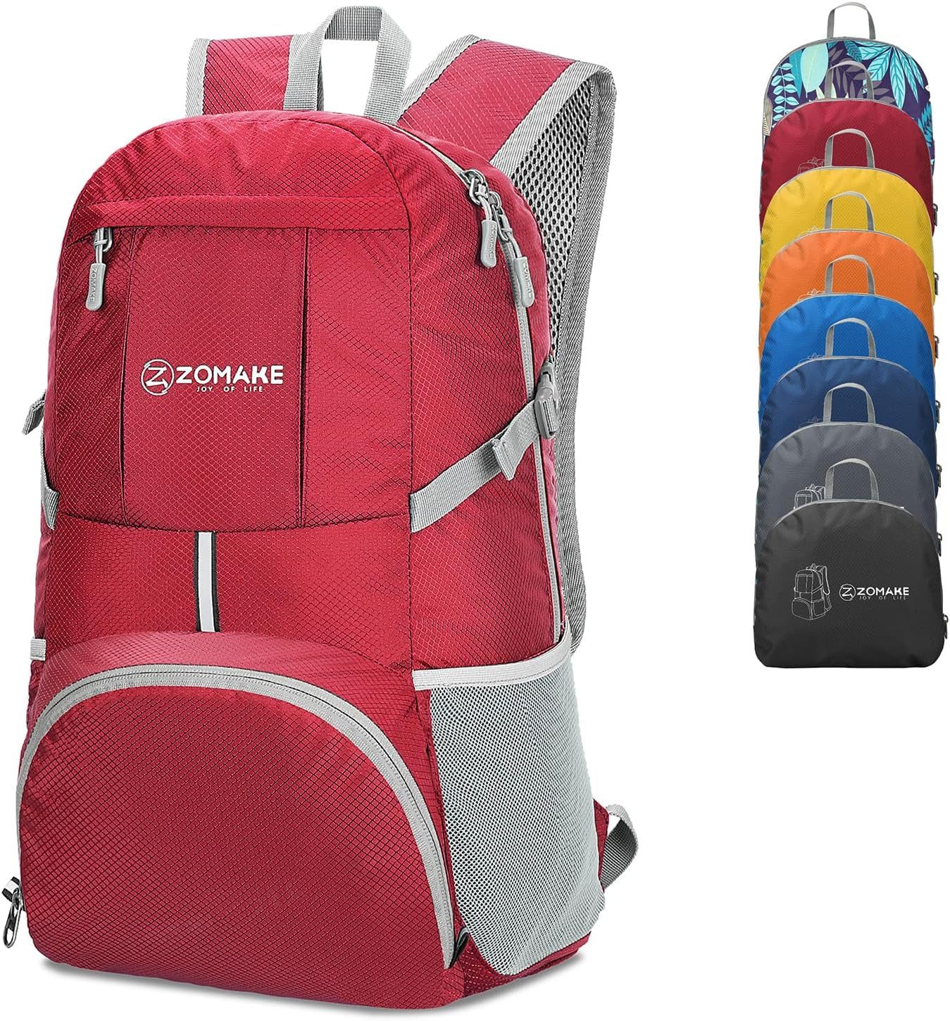 ZOMAKE Lightweight Packable Backpack 35L, Light Foldable Backpacks Water Resistant Collapsible Hiking Bag, Compact Folding Day Pack for Travel Camping(Orange)