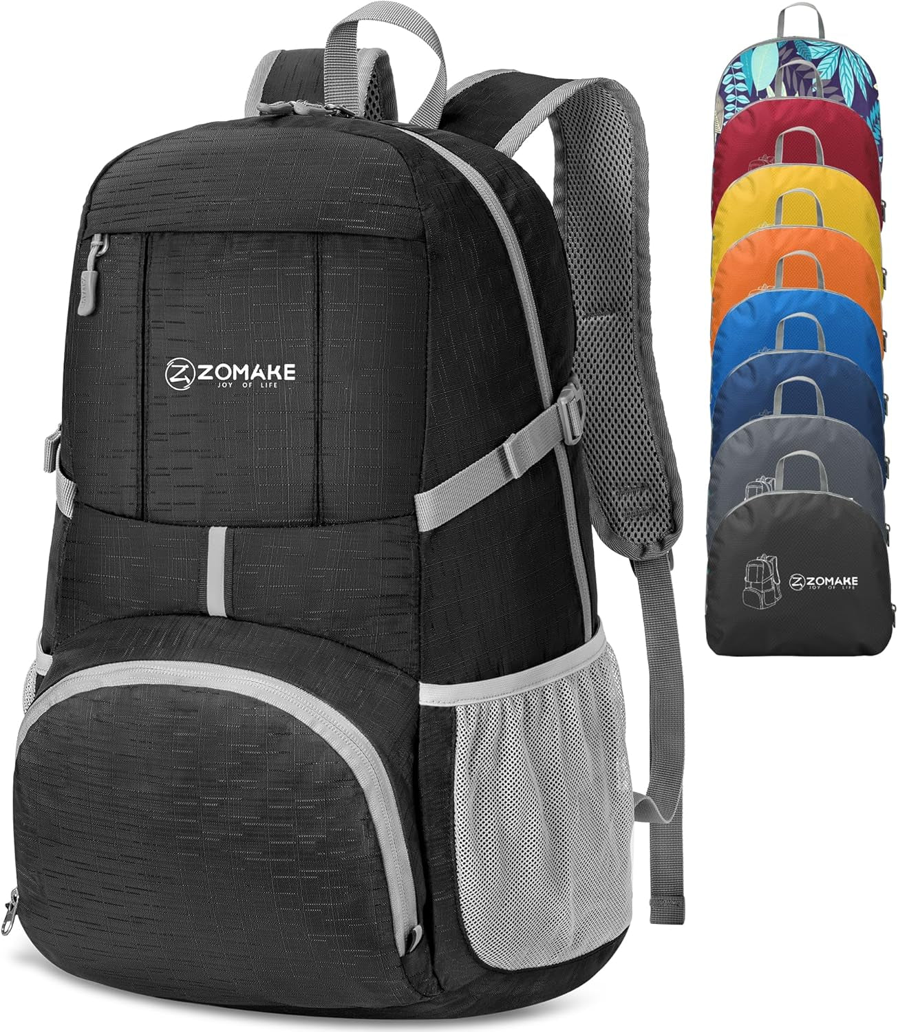 ZOMAKE Lightweight Packable Backpack 35L, Light Foldable Backpacks Water Resistant Collapsible Hiking Bag, Compact Folding Day Pack for Travel Camping(Orange)