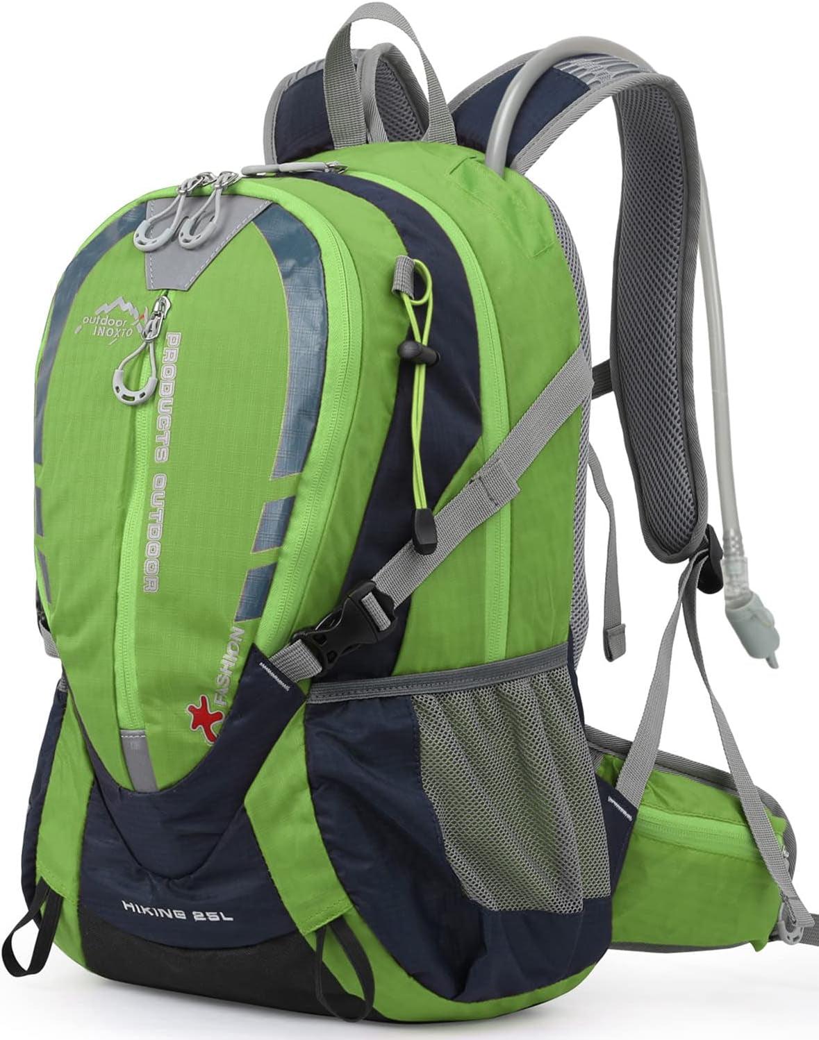 INOXTO Small Hiking Backpack with 2L Water Bladder and Rain Cover, 25L Hydration Daypack for Travel, Cycling, Camping, Outdoor