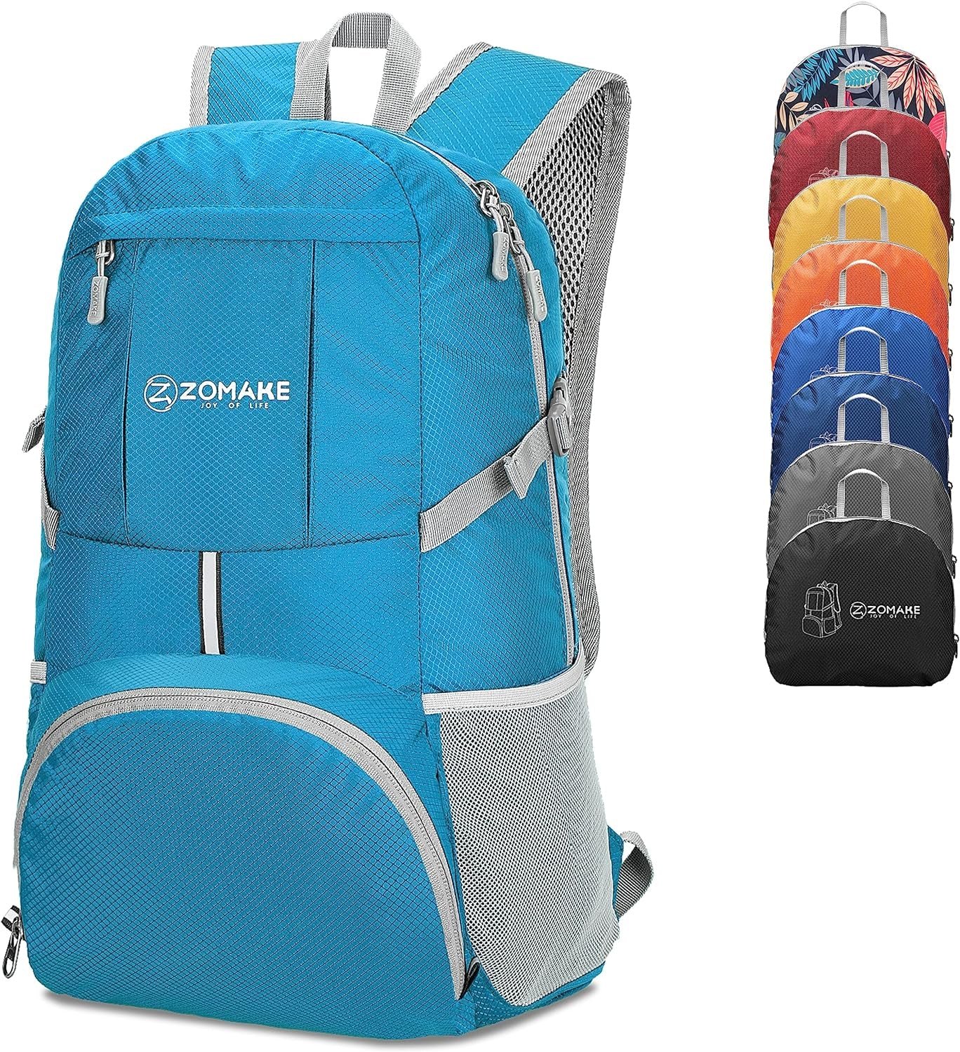 ZOMAKE Lightweight Packable Backpack 35L, Light Foldable Backpacks Water Resistant Collapsible Hiking Bag, Compact Folding Day Pack for Travel Camping(Orange)