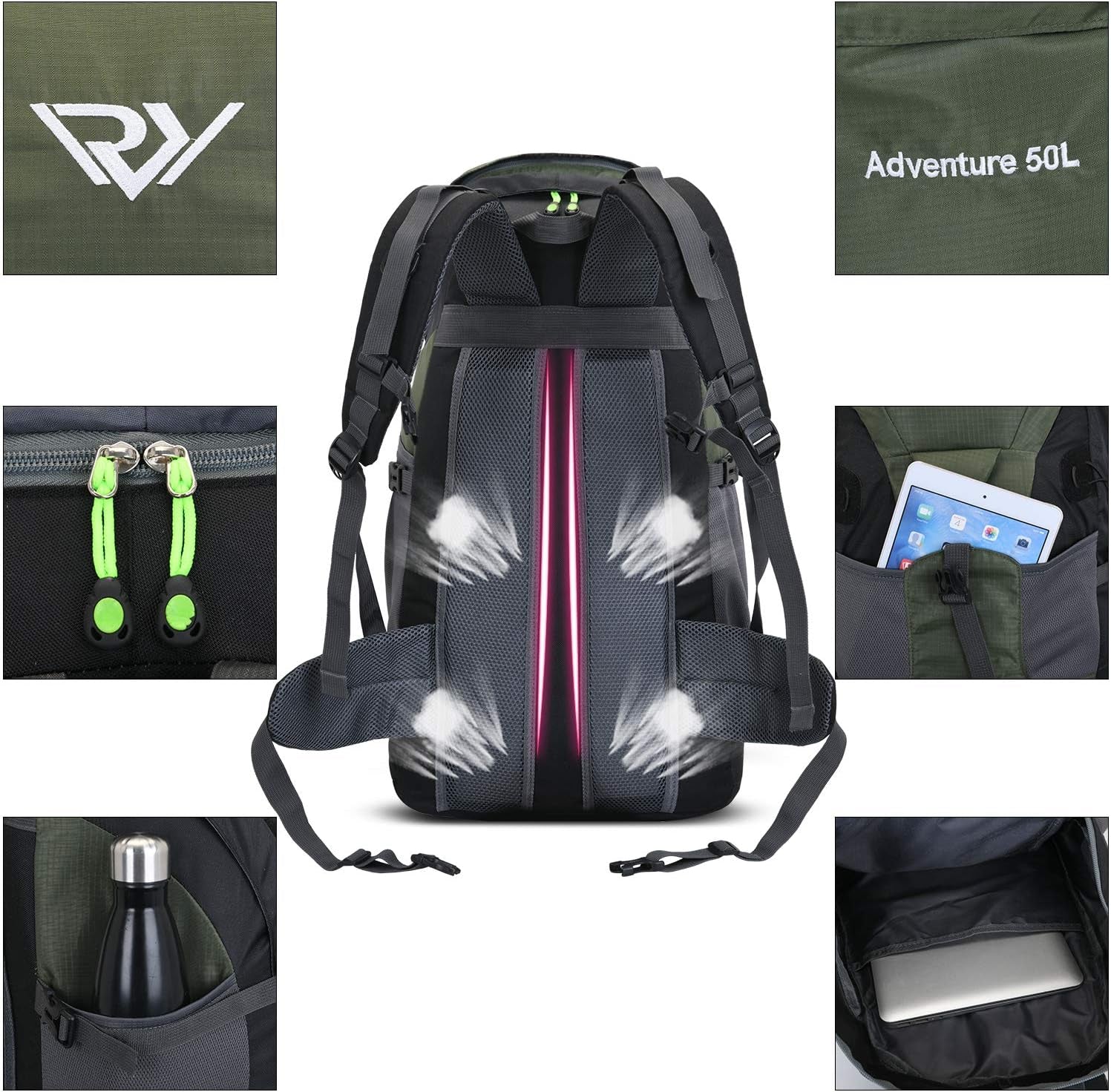 Hiking Backpack, 50L Camping Lightweight Bag for Outdoor