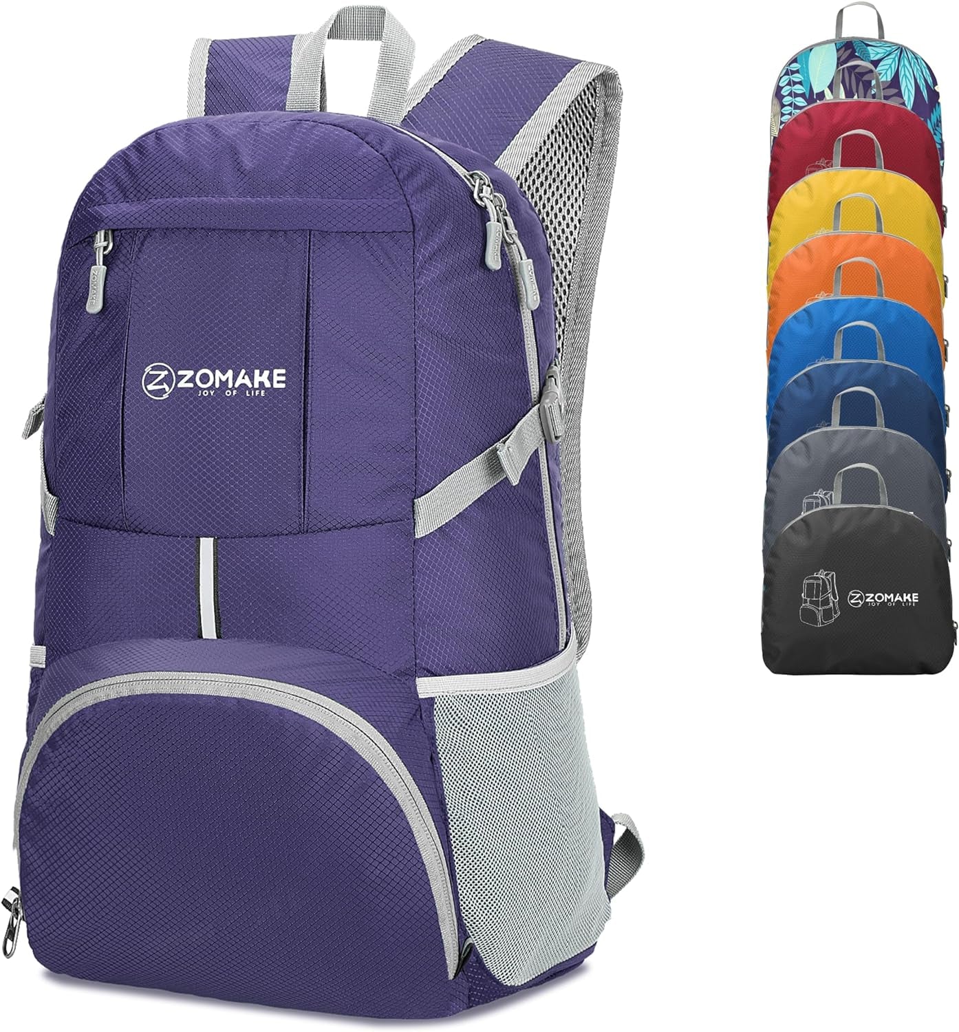ZOMAKE Lightweight Packable Backpack 35L, Light Foldable Backpacks Water Resistant Collapsible Hiking Bag, Compact Folding Day Pack for Travel Camping(Orange)
