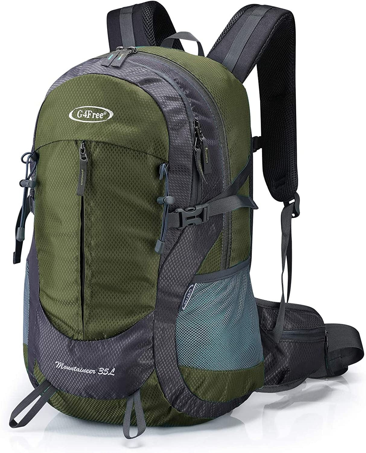 G4Free 35L Hiking Backpack Water Resistant Outdoor Sports Travel Daypack Lightweight with Rain Cover for Women Men (Dark Blue)