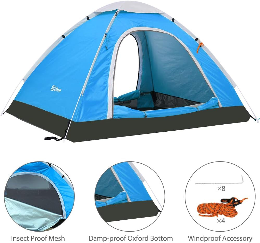 Ubon 2/3 Person Lightweight Instant Pop up Indoor Outdoor Backyard Tent for Camping Backpacking
