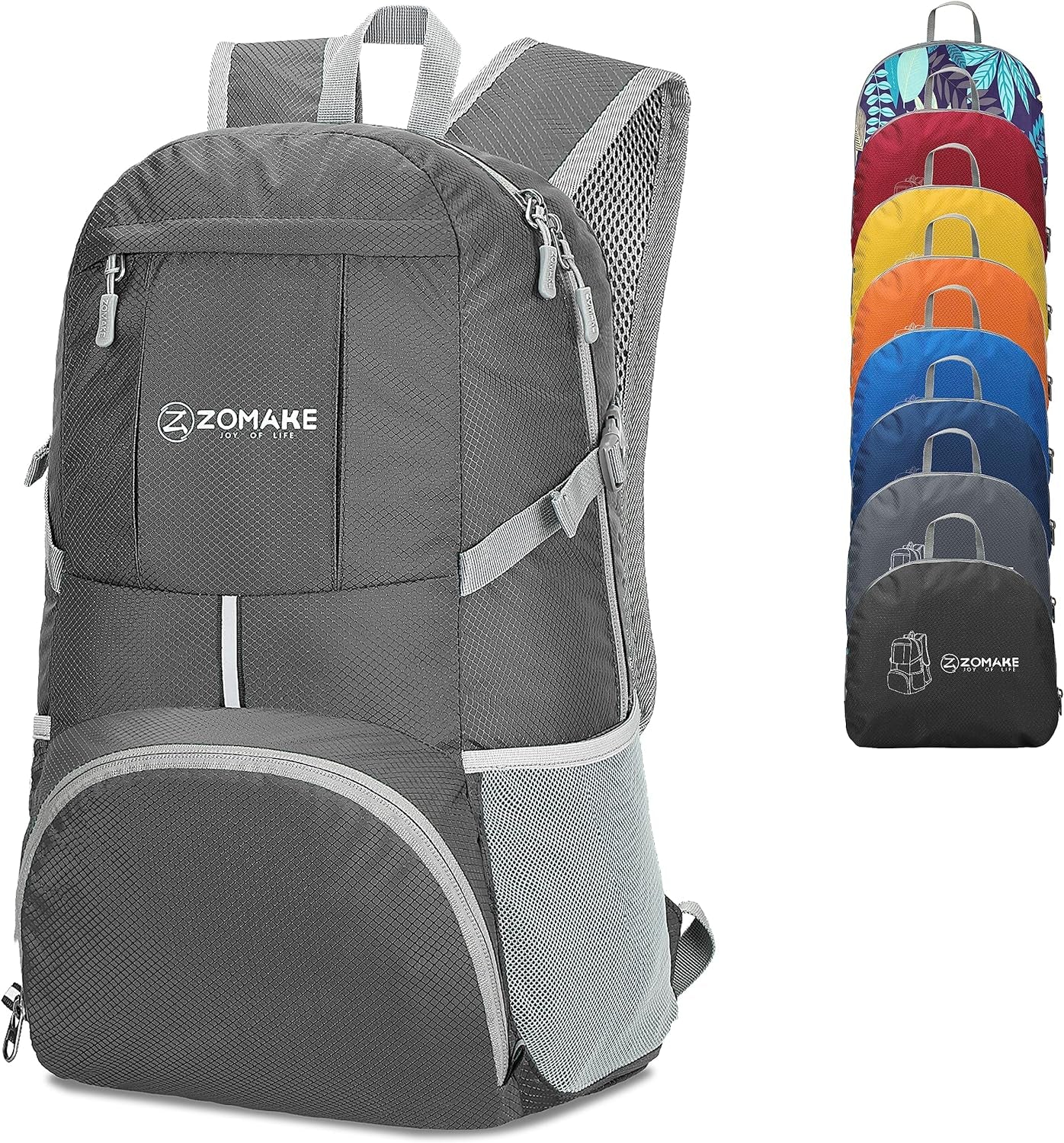 ZOMAKE Lightweight Packable Backpack 35L, Light Foldable Backpacks Water Resistant Collapsible Hiking Bag, Compact Folding Day Pack for Travel Camping(Orange)