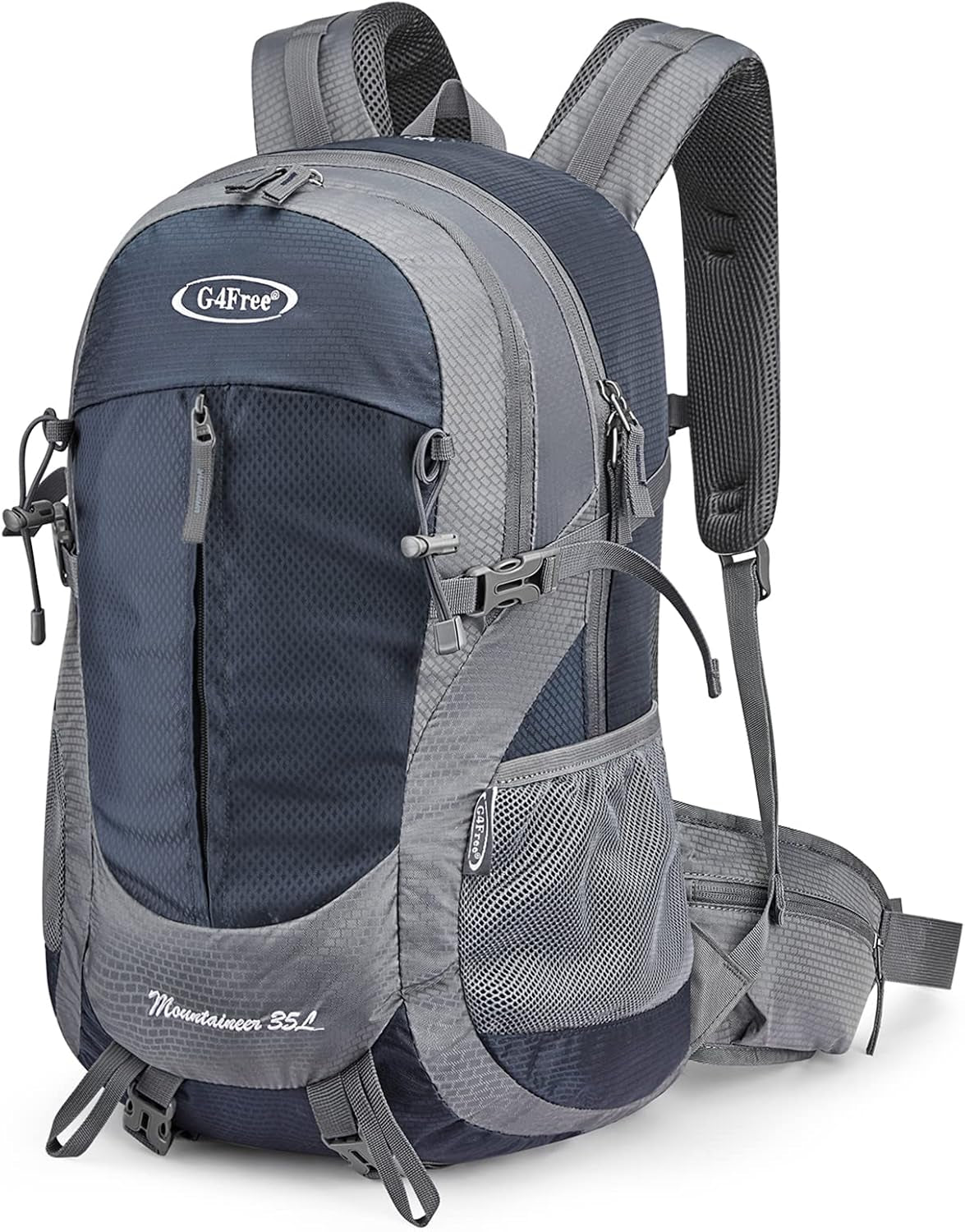 G4Free 35L Hiking Backpack Water Resistant Outdoor Sports Travel Daypack Lightweight with Rain Cover for Women Men (Dark Blue)