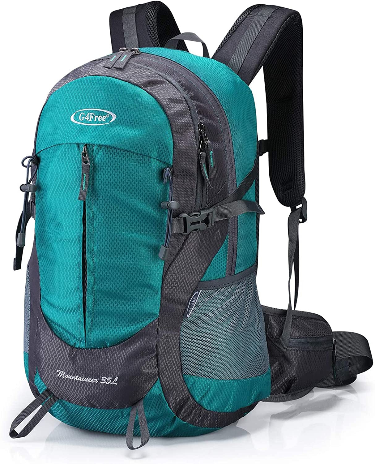 G4Free 35L Hiking Backpack Water Resistant Outdoor Sports Travel Daypack Lightweight with Rain Cover for Women Men (Dark Blue)