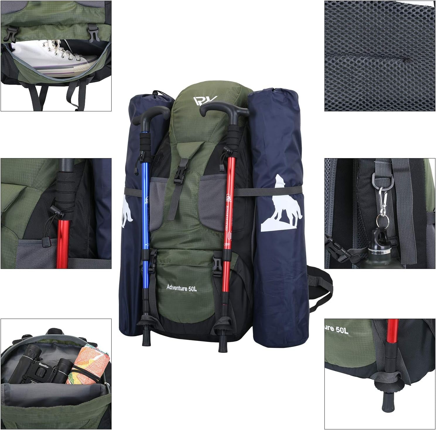 Hiking Backpack, 50L Camping Lightweight Bag for Outdoor