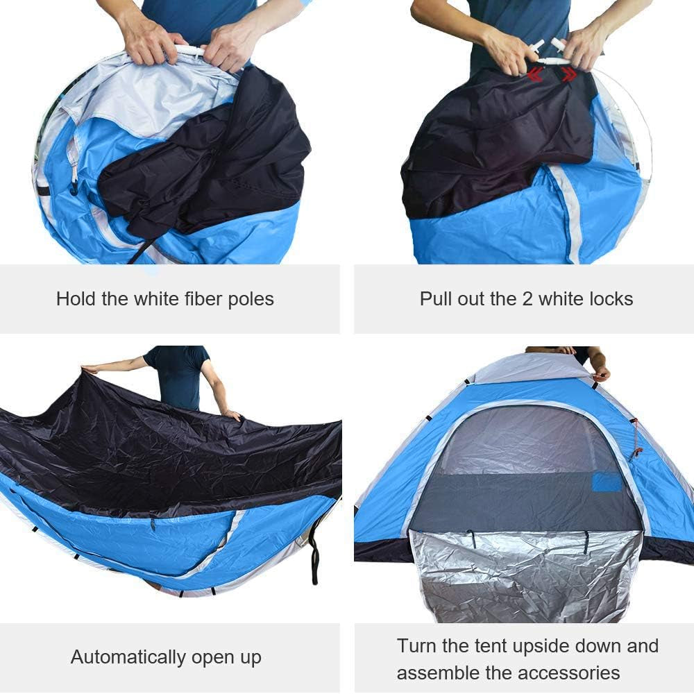 Ubon 2/3 Person Lightweight Instant Pop up Indoor Outdoor Backyard Tent for Camping Backpacking