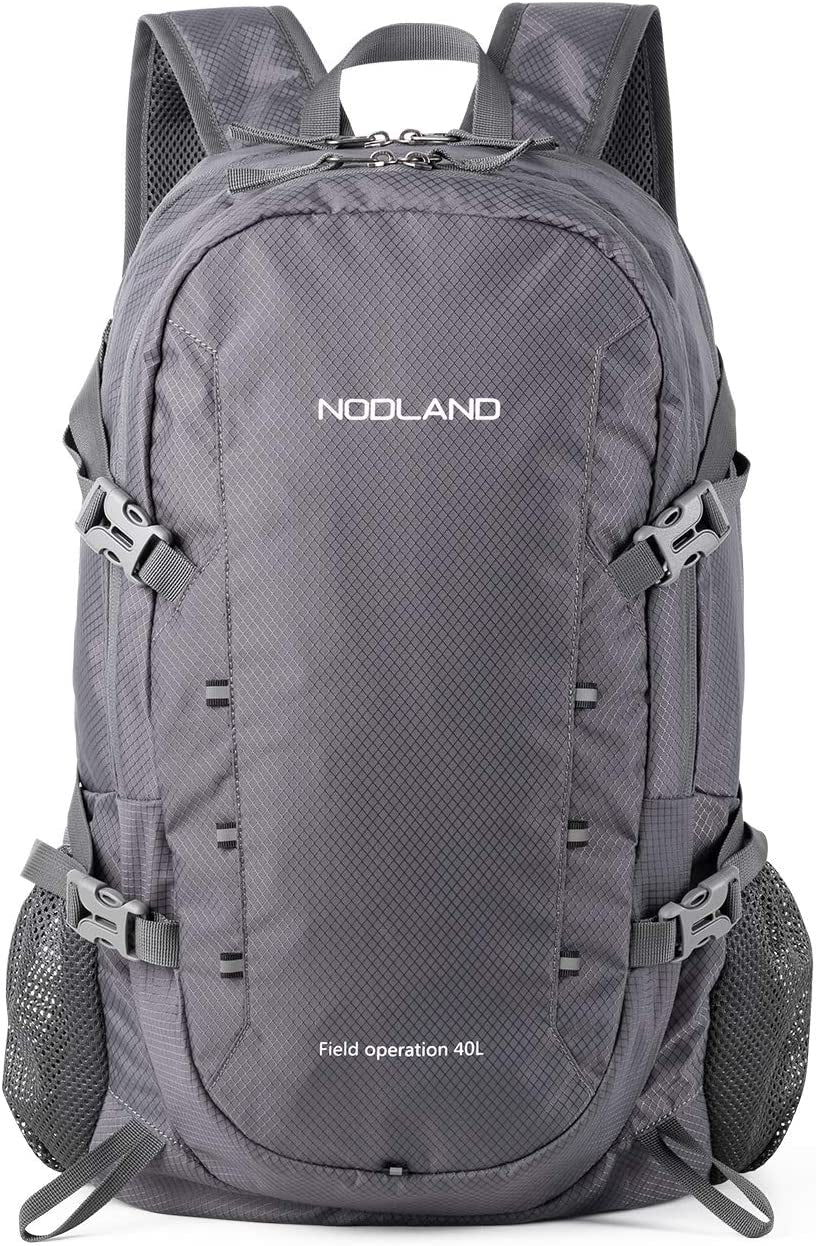 NODLAND Light Weight Packable Backpack for Travel Hiking 45L Foldable Water-Resistant Daypack Hydration Rucksack
