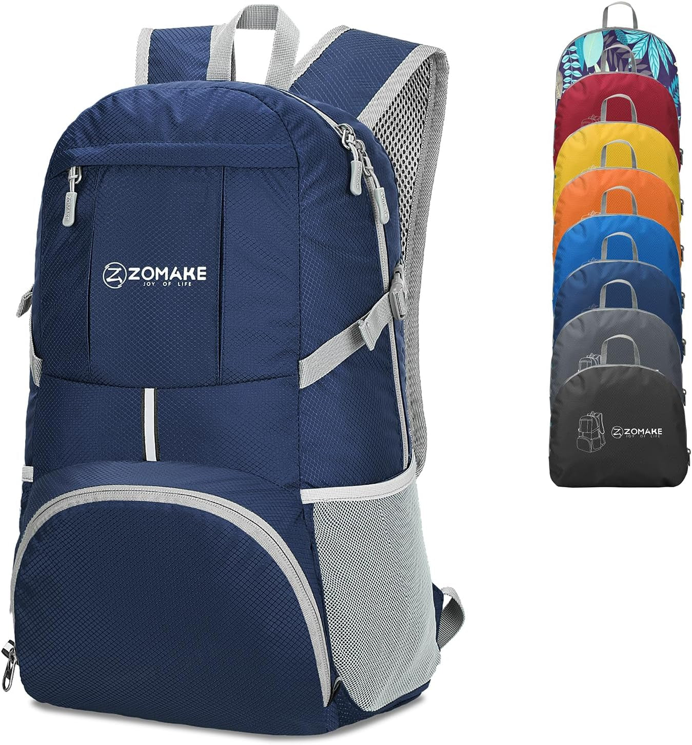 ZOMAKE Lightweight Packable Backpack 35L, Light Foldable Backpacks Water Resistant Collapsible Hiking Bag, Compact Folding Day Pack for Travel Camping(Orange)