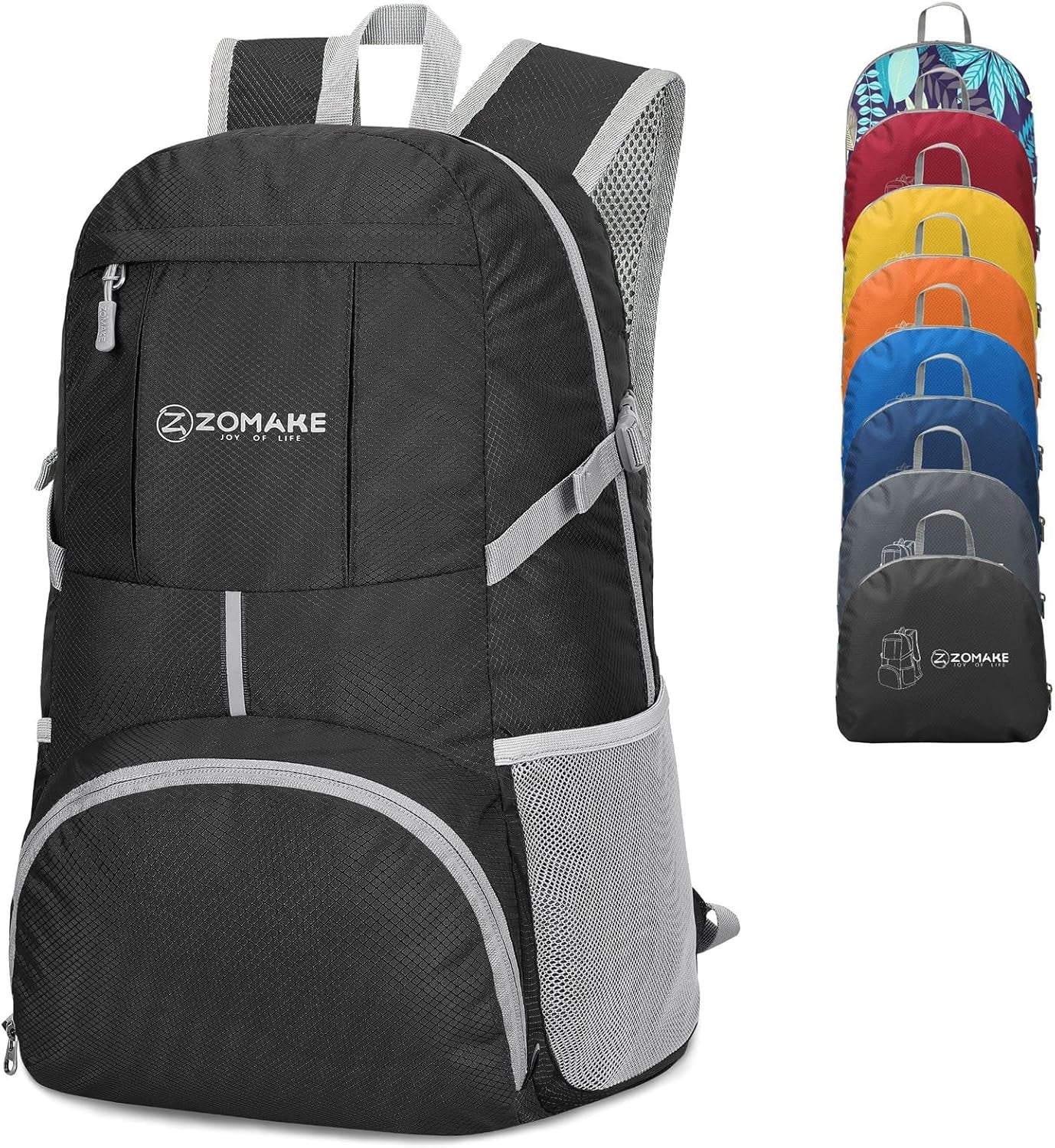 ZOMAKE Lightweight Packable Backpack 35L, Light Foldable Backpacks Water Resistant Collapsible Hiking Bag, Compact Folding Day Pack for Travel Camping(Orange)