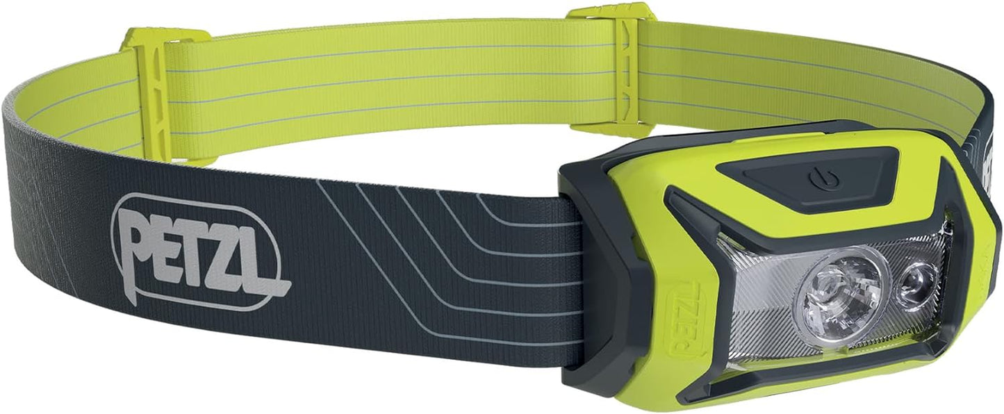 PETZL Tikka Headlamp - Compact 350 Lumen Light with Red Lighting, for Hiking, Climbing, Running, and Camping - Grey